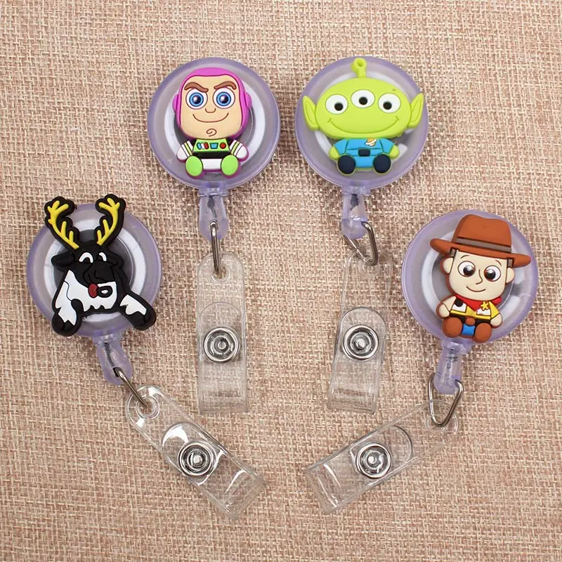 

Creative Cartoon Deers Retractable Badge Holder Reel Exhibition Enfermera Students Girls Name PU Card Hospital Office Chest Card