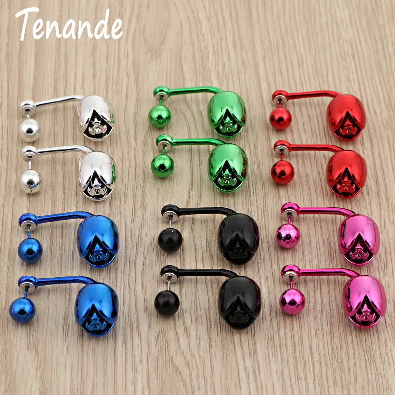 

Tenande Shiny Color Long Statement Ball Flowers Earrings Double Sides Pearl Stud Earrings for Women New Arrived Party Jewelry
