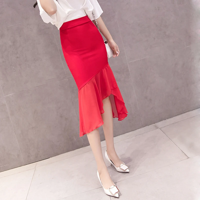 

Summer Elegant skirts Sexy Bust Chic Pencil Skirts Women Long Skirt Package Hip Split Waist midi skirt maxi office skirt