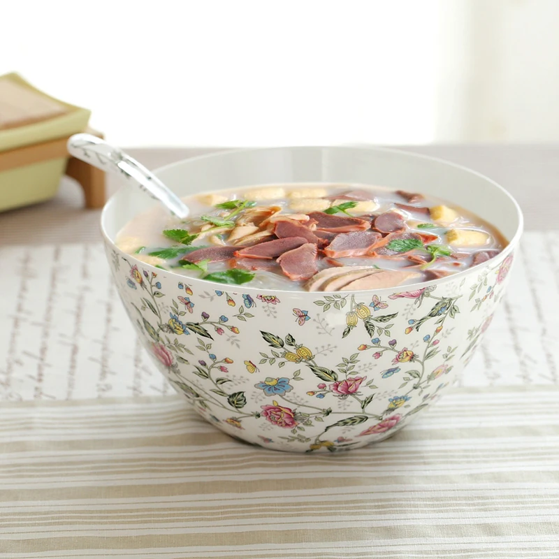 

8 inch, bone china japanese soup bowl, ceramic large bowl for buffet serving, salad mixing bowl for cooking, popcorn bucket