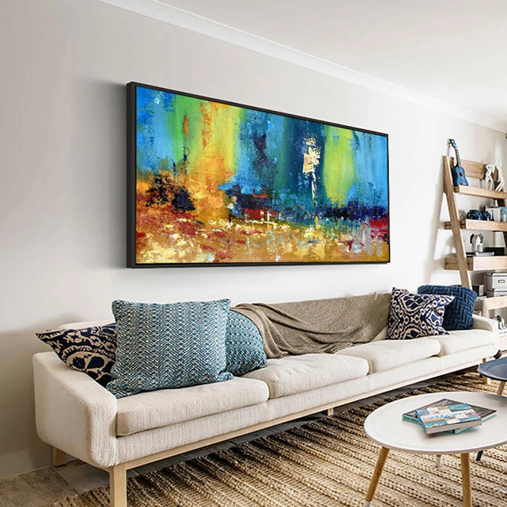 large paintings for living room wall oil painting canvas art turquoise