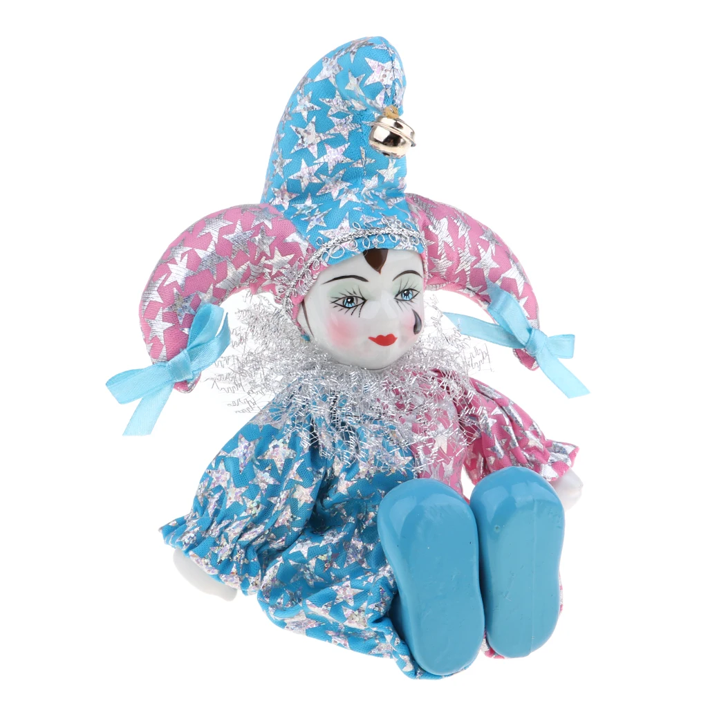 20CM Italian Doll Porcelain Clown Figures Artware Fit for Valentine Gift, for Home Office Display Decorations Ornaments