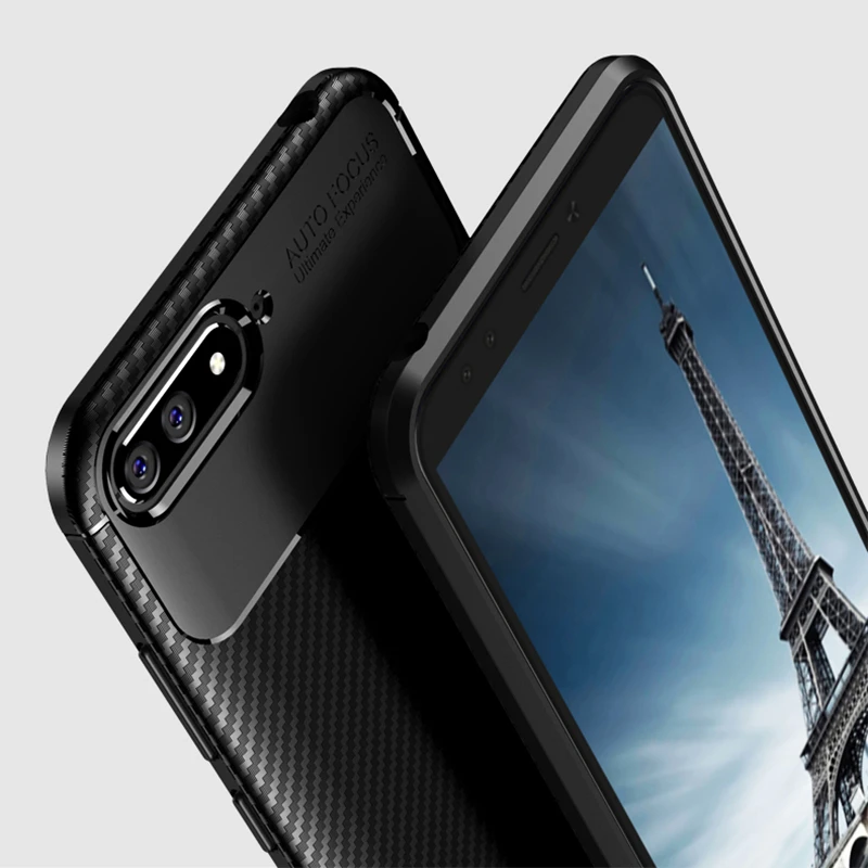 Чехол из углеродного волокна для Huawei Honor 7A прочный бронированный противоударный