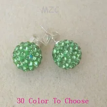 Gift.10mm зеленые стразы, бисер модное серебряное покрытие серьги гвоздики ювелирные изделия. Шамбалла