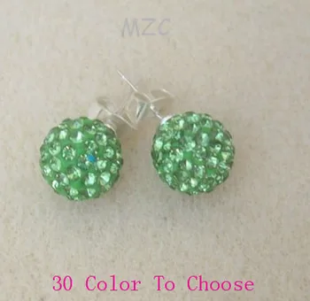 

Wholesale!+Gift.10mm Green Crystal Beads fashion Silver Plate Earrings Stud Jewelry.