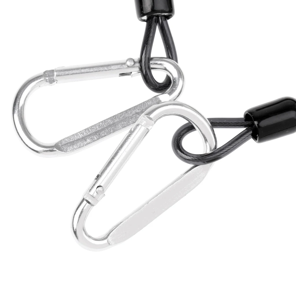 Heavy Duty Stretch Bungee Steel Wire Safety Coiled Lanyard with 2 Carabiner Keychain Clips for Reels Torch Camera Tools|Маски для