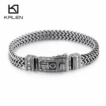

KALEN 8mm Egyptian Ankh Symbol Of Life Charm Bracelets For Men Women Stainless Steel Mesh Linking Chain Bracelet Jewelry