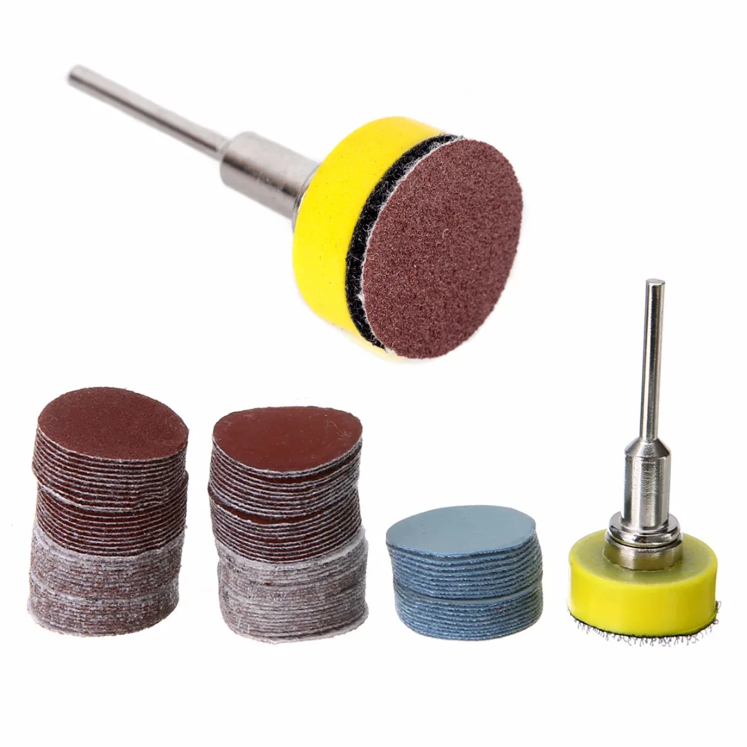 100pcs 1inch Sanding Discs + Hook & Loop Sanding Pad with 1/8inch Shank Kit Set For Abrasives Tools