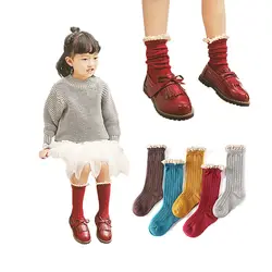 IMucci/Детские однотонные носки для девочек VIVI, милые хлопковые носки с кружевными оборками, желтые, ручная стирка, узкие, прочные