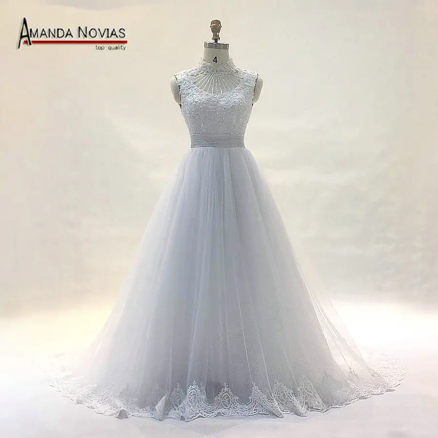 Новый стиль Высокая средства ухода за кожей шеи линии назад отверстие Аманда Novias Свадебное платье 2019 vestido de noiva