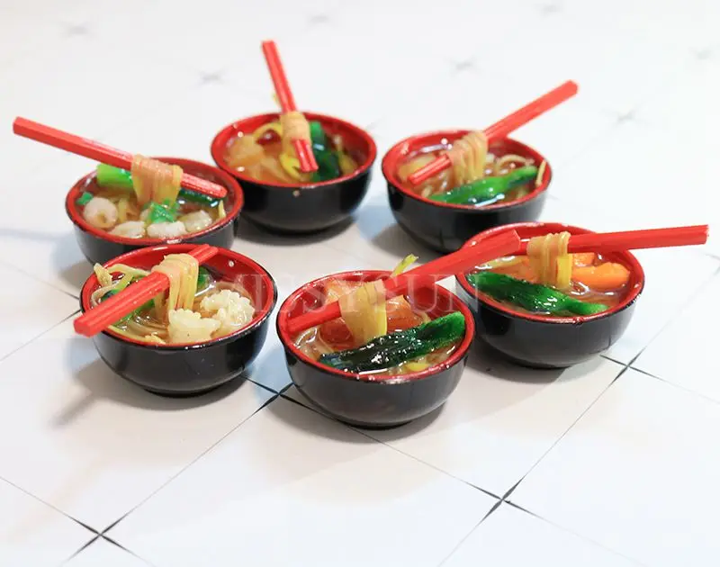 2PCS 1/6 Scale Miniature Noodles with Chopsticks Pretend Food for Doll house Kitchen for blyth bjd doll children