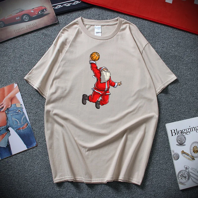 

New Summer Camisetas Hombre Streetwear T-shirt Santa Claus Shooting Funny T shirts Top Cotton Short Sleeve Tee shirt homme