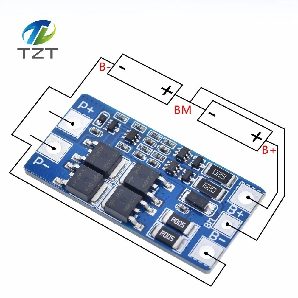 

2S 10A 7.4V 18650 lithium battery protection board 8.4V balanced function/overcharged protection