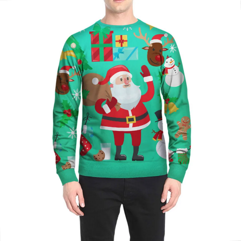 

New Autumn Winter Men' Hoodies Santa Claus Christmas Trees Gifts Men Christmas Clothes for Men and Women Hoodies Sweatshirts