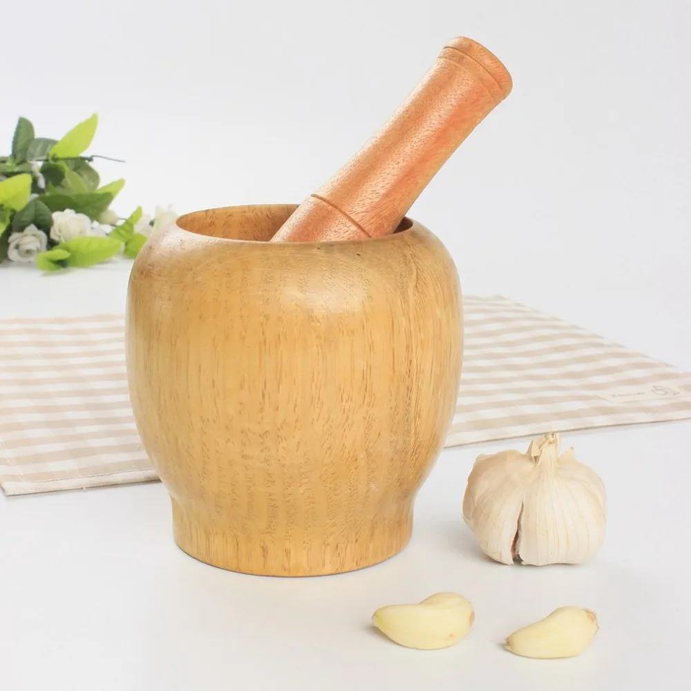 

Wooden Garlic Ginger Spice Mixing Grinding Bowl Kitchen Tool Mortar and Pestle