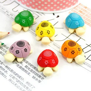 

2pcs/lot Cute Kawaii Colorful Rubber Pencil Eraser Rubber Novelty Animal Tortoise Erasers For Kids School Office Supplies