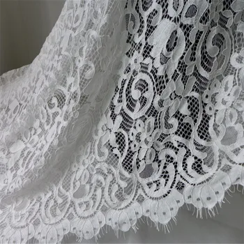 

145cm Width New Arrival Vintage Ivory Corded Alencon Lace Fabric French Eyelash lace Sewing Accessories