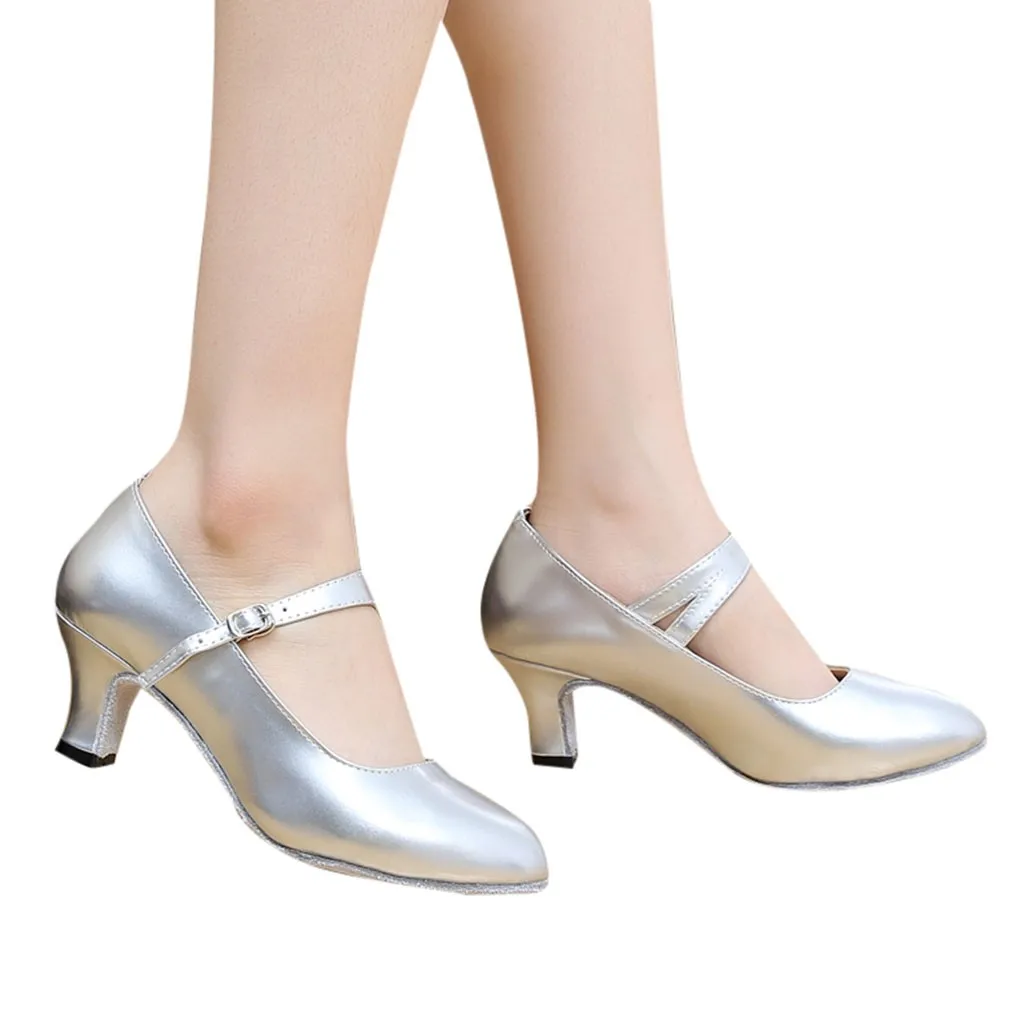 Женская обувь для вечеринок с закрытым носком; Глянцевая обувь; закрытые туфли для танго, румбы, бальных танцев; chaussure femme talon bas# L4