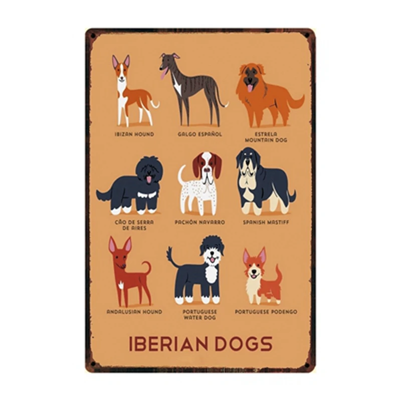 Предупреждение металлическая вывеска Оловянная собака Акита терьер Afghan Hound Basenji