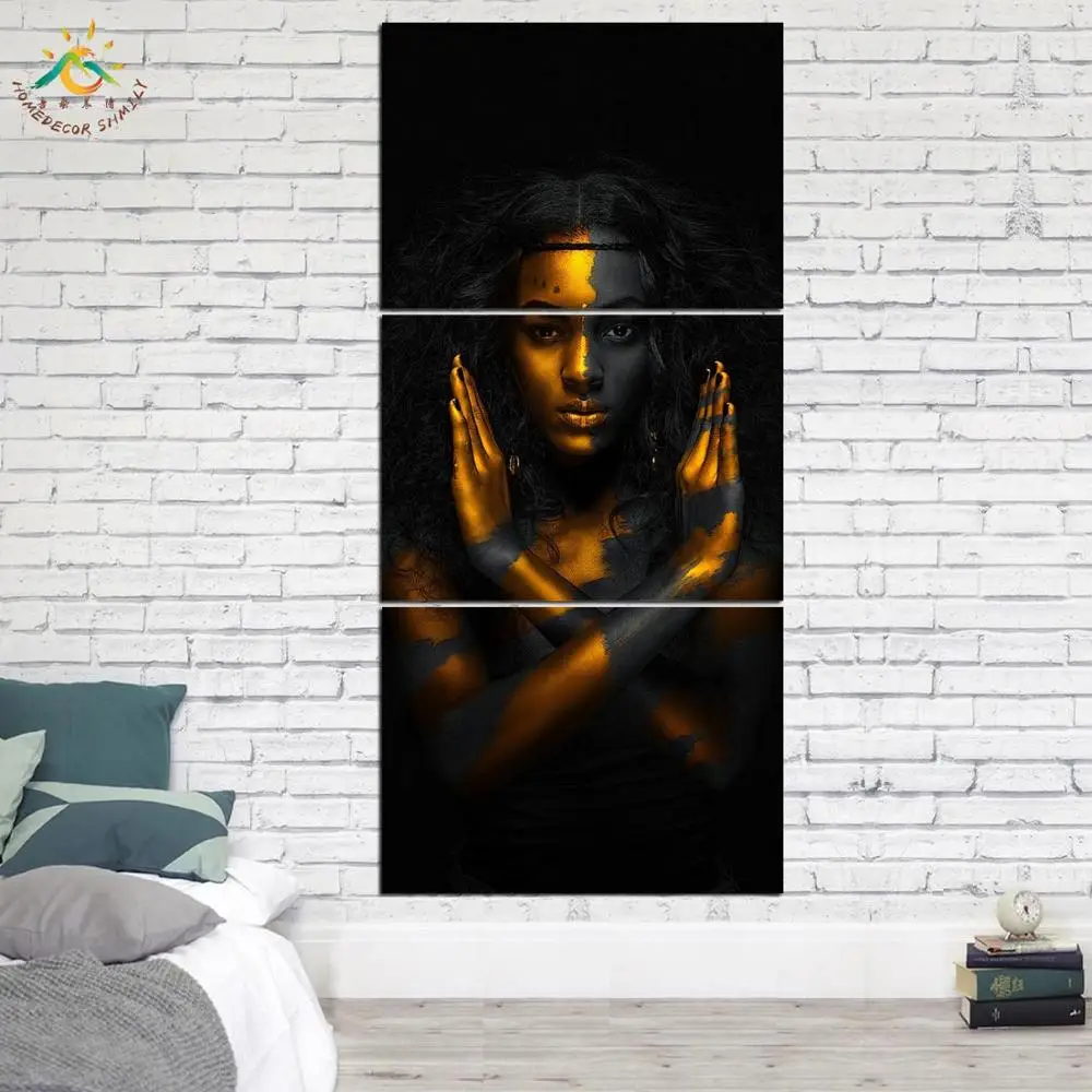 Wall Art Художественная печать на холсте картина Плакаты и холст черный золотистый