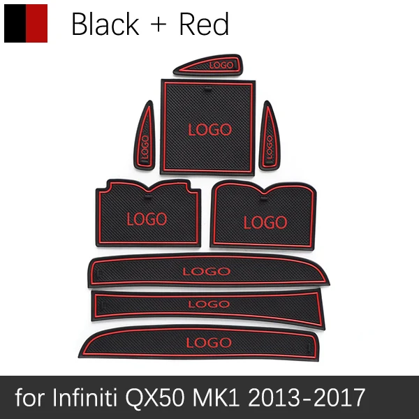 Противоскользящими резиновыми затворный слот коврик для Infiniti Q50 QX30 QX50 QX56 QX80 JX35 QX60 аксессуары наклейки 2010 20012 - Название цвета: Red QX50 13-17