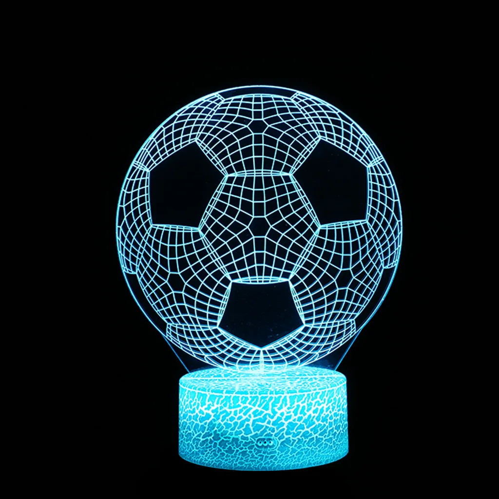 3D Футбол детская Ночная лампа 7 СВЕТОДИОД меняющий цвета стол шары для украшения
