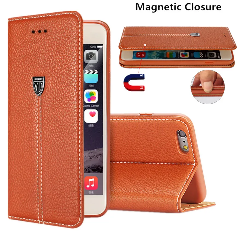 XUNDD Genuine Leather Wallet Cover Flip Case For iPhone 7 Plus 6 6S Plus 5 5S