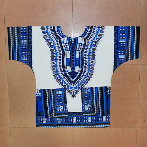 Быстрая) модный дизайн африканская традиционная печать хлопок Дашики футболки унисекс(сделано в Таиланде - Цвет: whiteblue