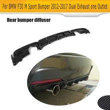 3 Series Carbon Fiber Car Rear Bumper lip spoiler Diffuser for BMW F30 M Sport Bumper 12-17 dual exhaust one outlet Black FRP