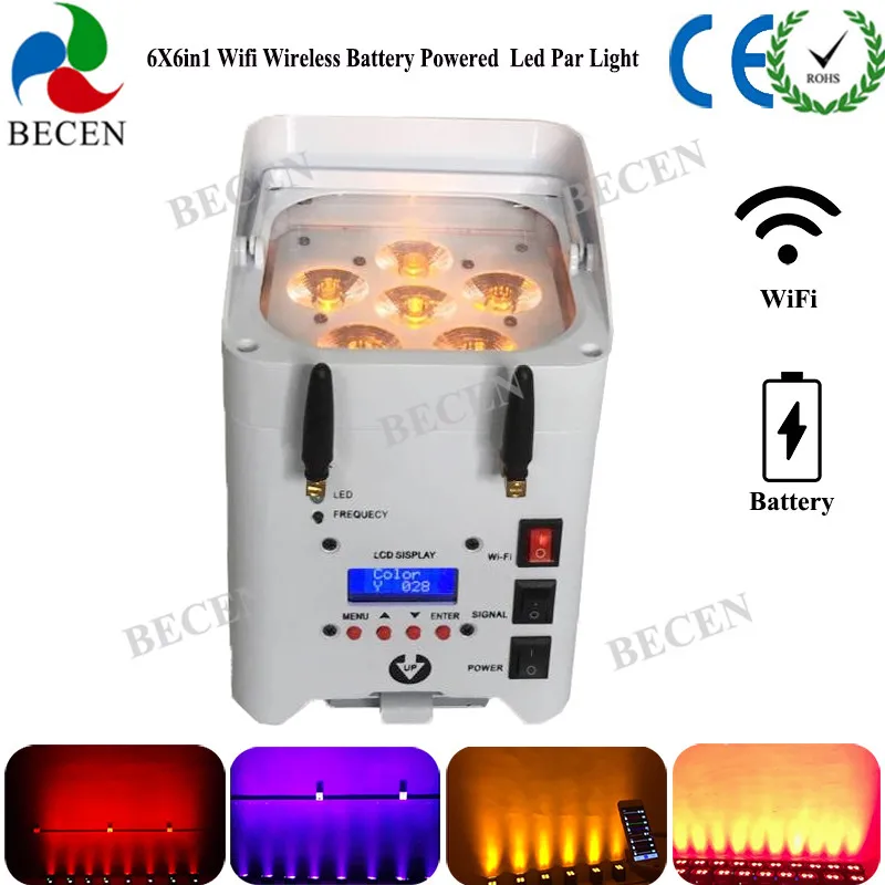 Беспроводной DMX 6x15 Вт 6 в 1 с питанием от аккумулятора LED Par Can Light IRC Remote Wifi APP Control Led