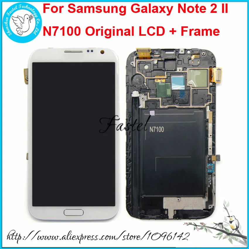 Mobile Phone Note2 N7100 LCD For Samsung Galaxy Note 2 N7100 Replacement LCD Display Touch Screen Digitizer Frame Assembly