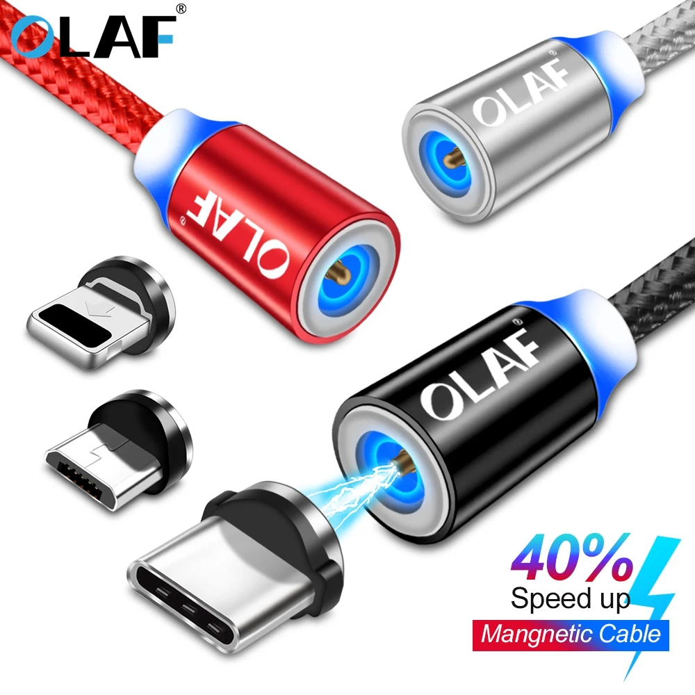 Магнитный кабель OLAF 1 м/2 м usb type C USB C магнитное зарядное устройство Быстрая Зарядка Micro USB кабель Micro-USB адаптер для мобиль