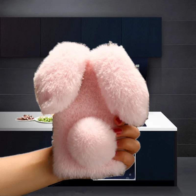 

Luxury Rabbit Hair Case for Huawei Honor 8C BKK-L21 Soft Fluffy Rabbit Fur Phone Shell for honor 8c 8 c Phone Coque Cover