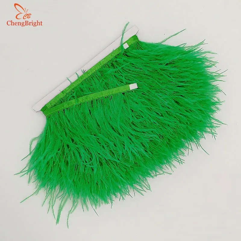 CHENGVRIGHT 1 ярд страусиное перо отделка ткань боковая полоса 8-10 см в ширину подходит для юбки/платья/одежда Вечерние поделки - Цвет: Зеленый