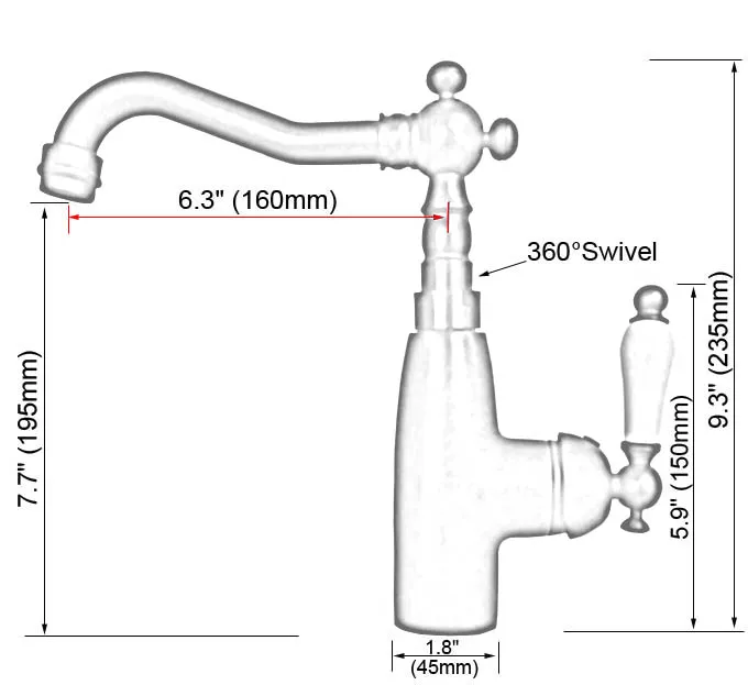 Swivel Spout Water Tap Antique Red Copper Single Handle Single Hole Kitchen Sink & Bathroom Faucet Basin Mixer Tap anf409