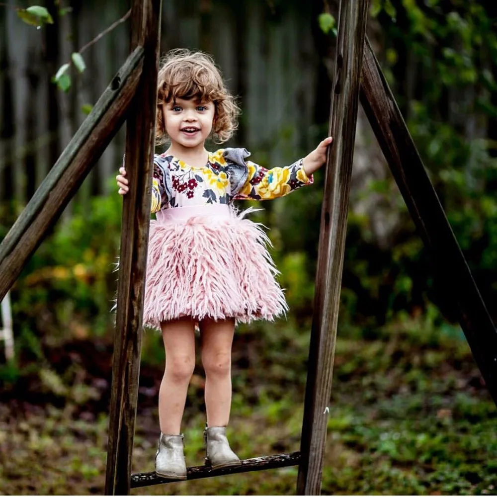 Ins/юбка для девочек в солнечную и дождливую погоду, розовая Пышная юбка-пачка из искусственного меха для маленьких девочек, детская юбка-пачка для принцесс, костюм, мини-юбка