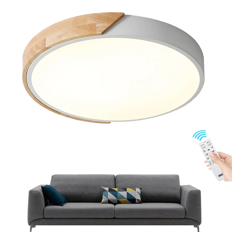 

Ultra-thin LED 5cm Ceiling Light Modern Solid wood Ceiling Lamp Surface Mount Flush Panel Remote Control Light for Foyer Bedroom