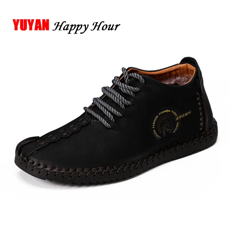 

Warm Winter Boots Mens Winter Shoes 2019 Genuine Leather Warm Plush for Cold Winter Brand Men's Boots Male Ankle Botas A223