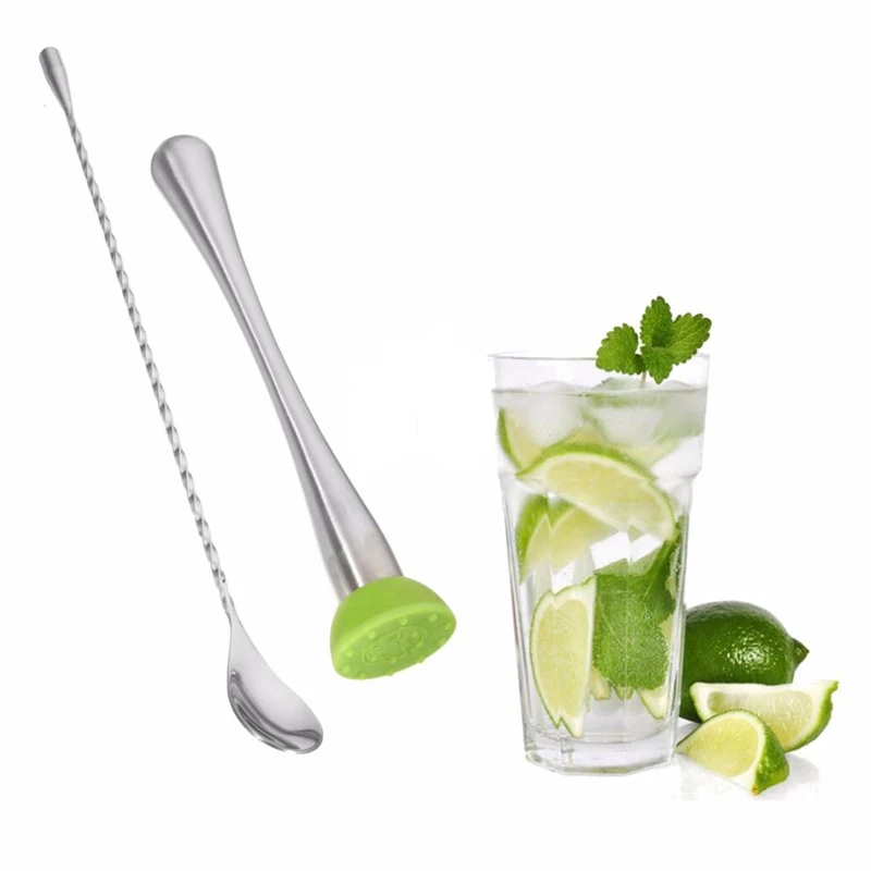 JX-LCLYL Stainless Steel Muddler Spoon Bar Cocktail Mojito Drink Stirrer Mixer Barware