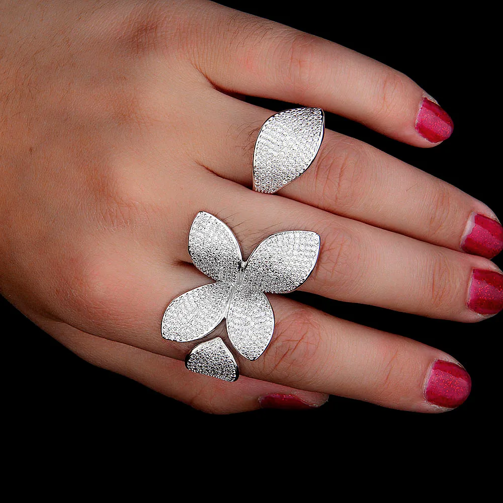 GODKI/модное роскошное кольцо с цветком в виде листьев AAA с фианитом, Новое обручальное кольцо с изменяющимся размером для женщин, блестящее элегантное кольцо ручной работы