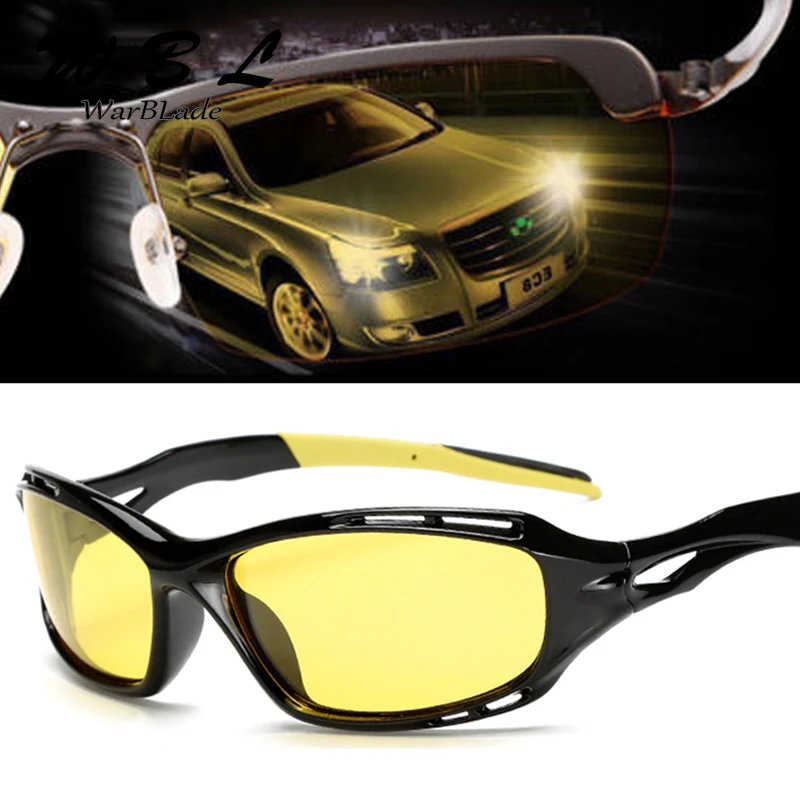 

WarBLade Mens Polarized Night Driving Sunglasses Brand Designer Yellow Lens Night Vision Men Glasses Goggles Reduce Glare 2019