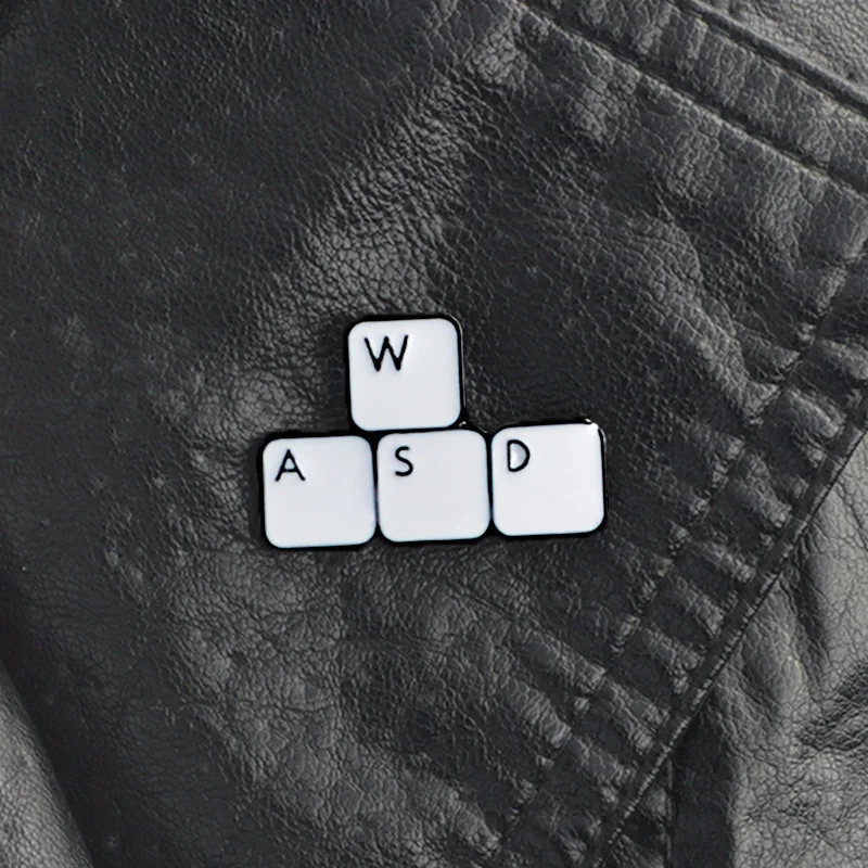 

Keyboard WASD WSAD Pins Brooches Hard enamel lapel pins Backpack Jackets Bags Accessories for Men Womn Funny pins