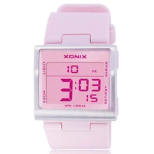 Multiple Time Zone colors Fashion watches ,100M waterproof Square women watch ,LED Multifunction digital watch relogio feminino