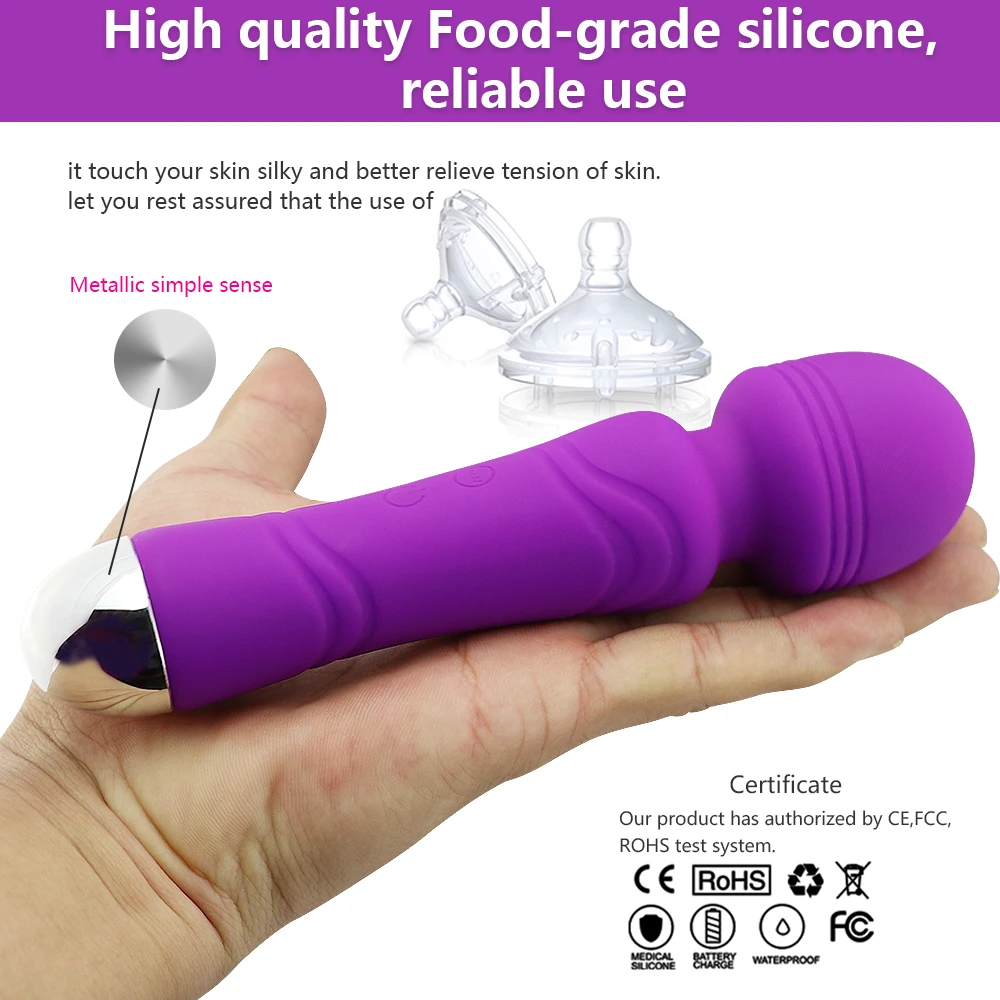 USB Rechargeable Waterproof Personal Wireless Wand Body Massager Safe Silicone AV Vibrator Sex Toys for Women