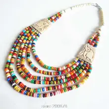 TNL363 Tibetaanse Ketting Yak kralen Regenboog Ketting Multi Strands etnische mode Boho kettingen(China)