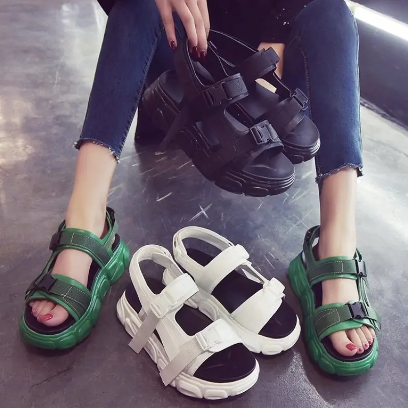 Women Platform Sandals Buckle Design fashion chunky Sandals Comfortable Women Thick Sole Beach Sandals Shoes 2019 Summer Women Platform Sandals Buckle Design fashion chunky Sandals Comfortable Women Thick Sole Beach Sandals Shoes 2019 Summer