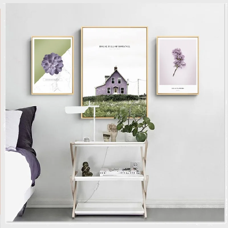 Modern Nordic Light White Mocha Background Building Purple