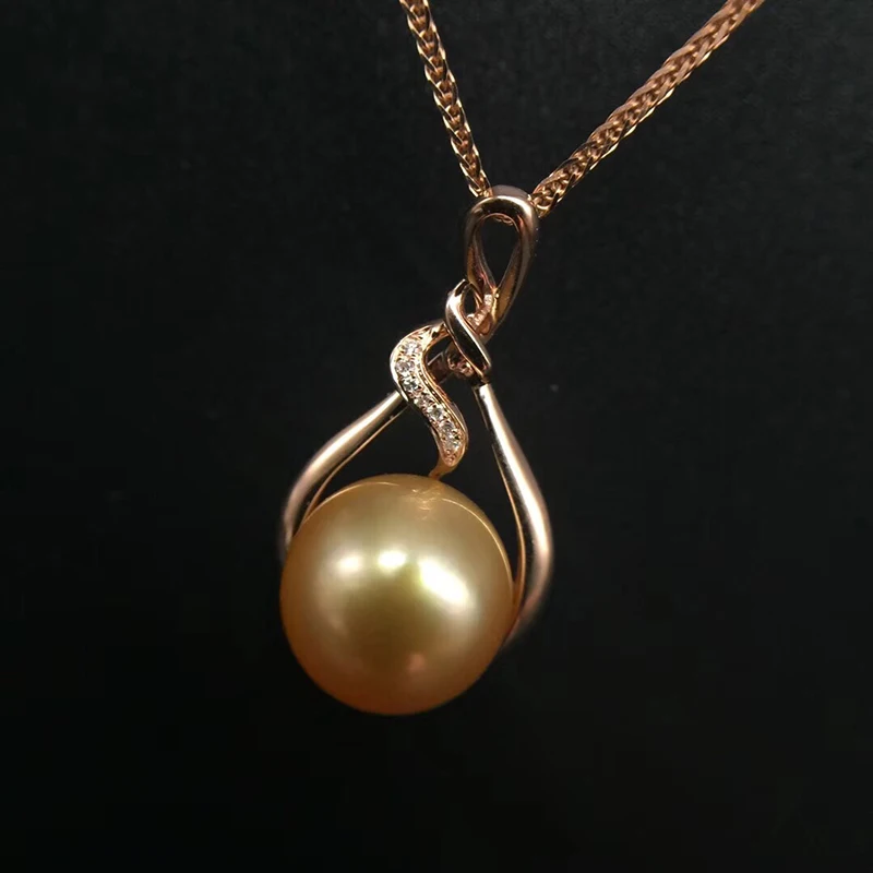 Sinya 18K Gold Real diamond pendant with southsea gold pearl fine necklace choker include au750 gold chains high quality  (5)