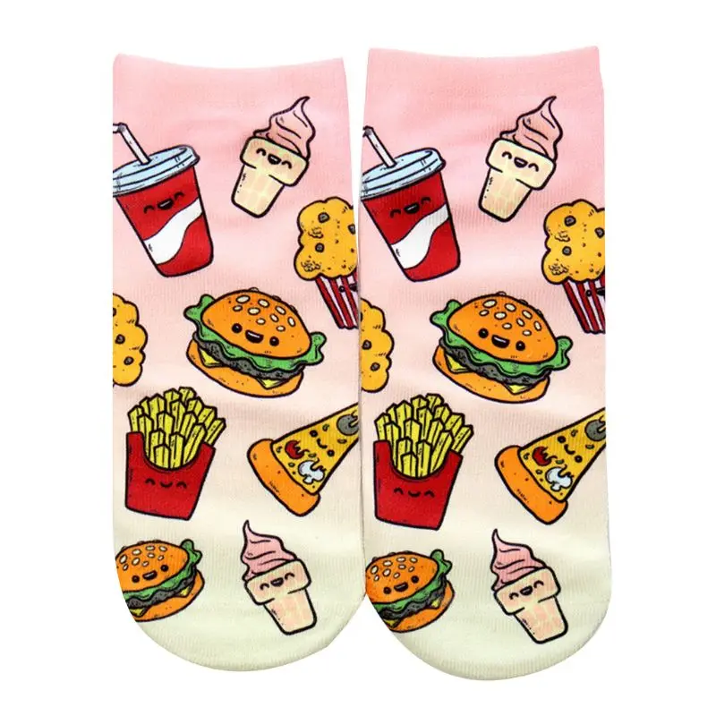 Летние хлопковые короткие носки-башмачки унисекс с забавным мультяшным принтом Harajuku Hip-Hosiery - Цвет: 10