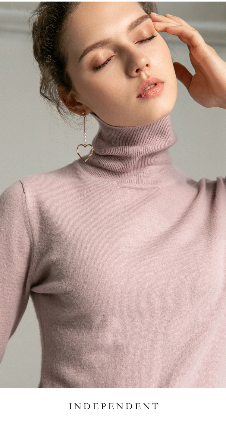 LHZSYY Весна Осень Новые женские 100% кашемир высокие однотонный лацкан свитер Короткие высокого качества вязаный пуловер тонкий теплый
